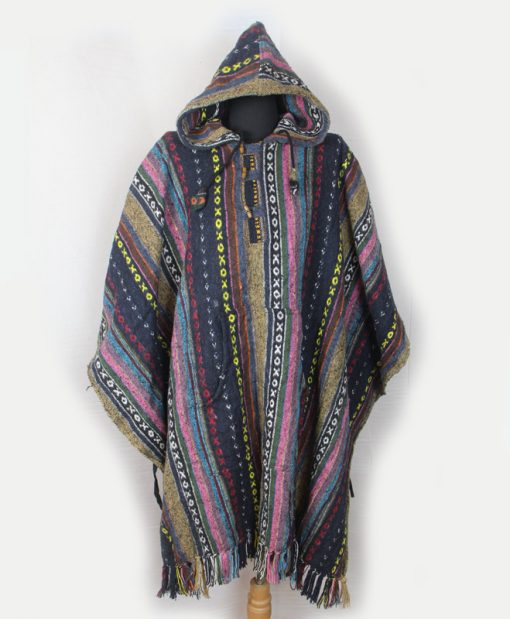 Handmade Himalayan Gheri Cotton poncho Normal Quality - Mexican Colourful Boho Festival Hippie Baja Outdoor Clothing