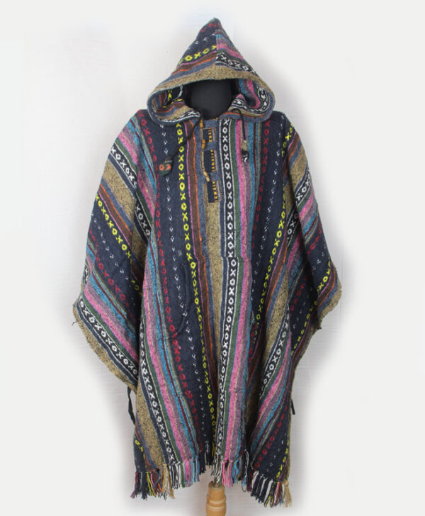 Handmade Himalayan Gheri Cotton poncho Normal Quality - Mexican Colourful Boho Festival Hippie Baja Outdoor Clothing