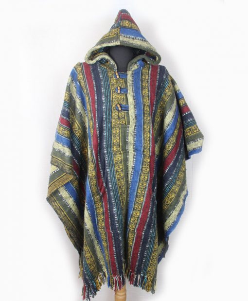 Handmade Himalayan Gheri Cotton poncho Normal Quality - Mexican Colourful Boho Festival Hippie Baja Outdoor Clothing
