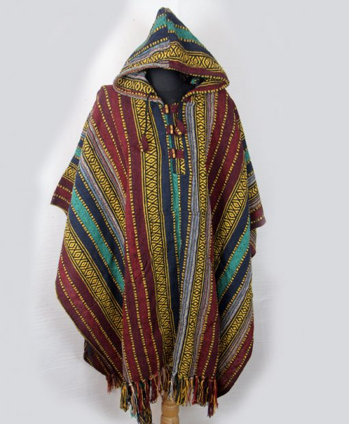 Handmade Himalayan Gheri Cotton poncho Normal Quality - Mexican Colourful Boho Festival Hippie Baja Outdoor Clothing