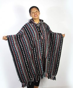 Unisex Gheri Cotton Poncho | Handwoven in the Himalayas