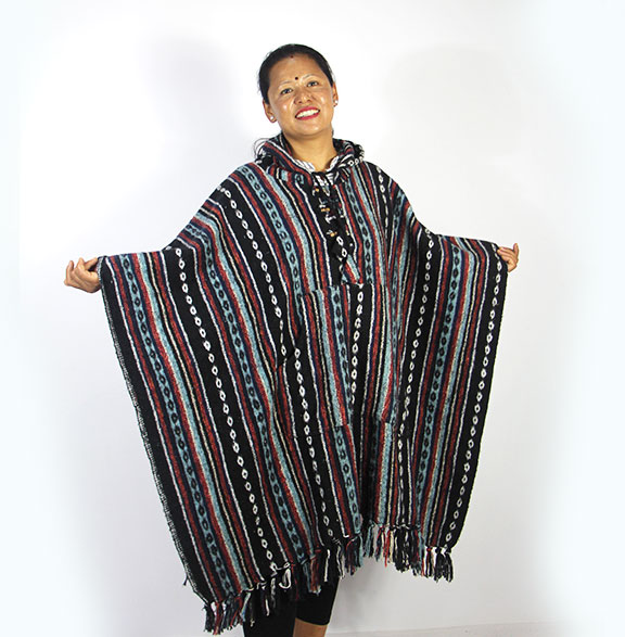 gheri-poncho-06 Unisex Gheri Cotton Poncho | Handwoven in the Himalayas