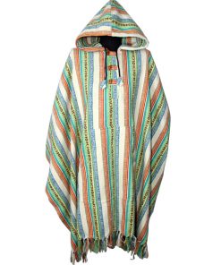 Handmade Himalayan Gheri Cotton poncho Great Quality - Mexican Colourful Boho Festival Hippie Baja Outdoor Clothing