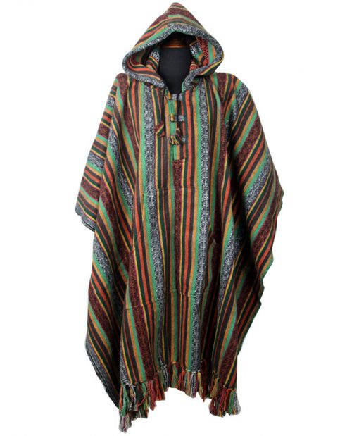 Handmade Himalayan Gheri Cotton poncho Great Quality - Mexican Colourful Boho Festival Hippie Baja Outdoor Clothing