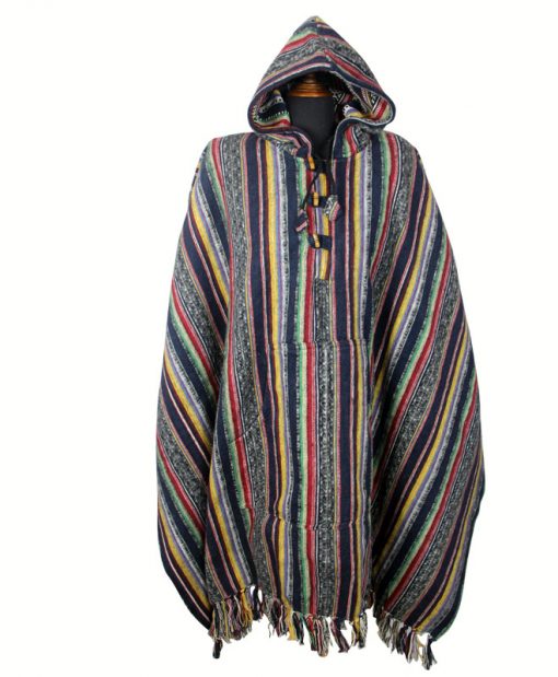 Handmade Himalayan Gheri Cotton poncho Great Quality - Mexican Colourful Boho Festival Hippie Baja Outdoor Clothing
