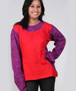 Double Layered Red Mix Ladies Hippie T-shirt