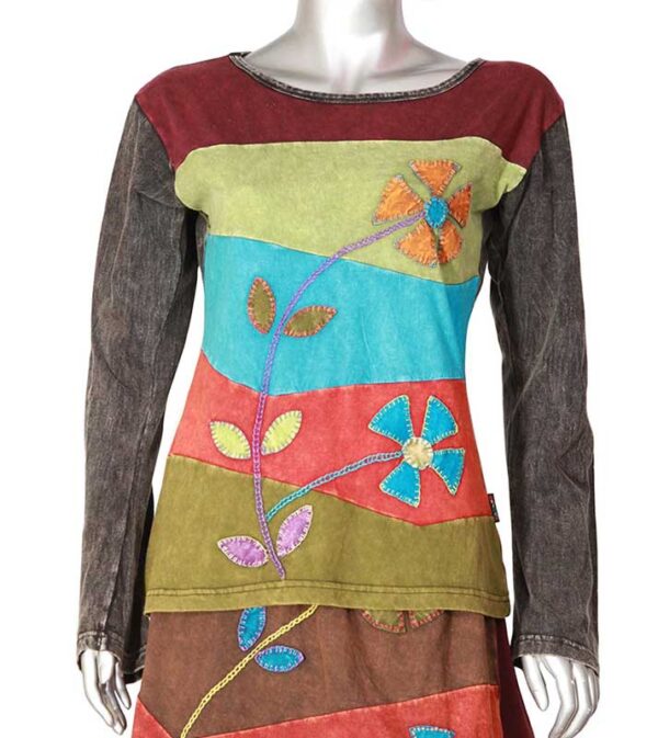 Floral Embroidered Stylish Patch Cotton T-shirt