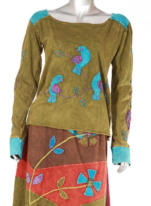 Artisanal Parrot Crushed Cozy Women T-shirt