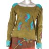 Brown Funky Large Round Neck Ladies T-shirt