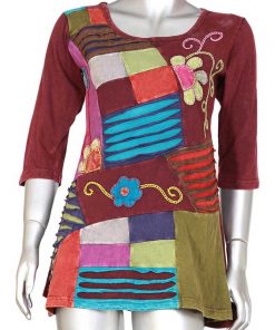 Hippie Patchwork & Embroidered Cotton T-shirt