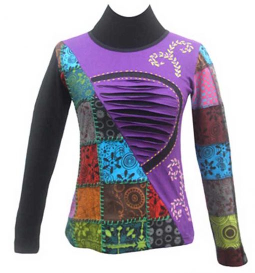 Colorful Crushed Long Sleeve Summer T-shirt