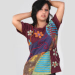 Maroon Mix Hippie Razor Cut Half T-shirt