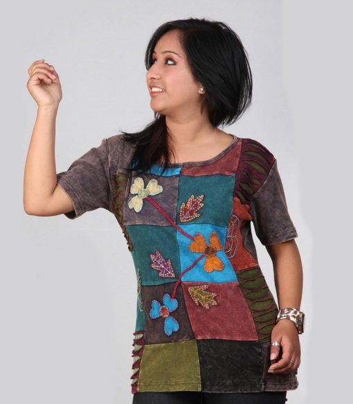 Patchwork Hippie Soft Cotton Summer Half T-shirt