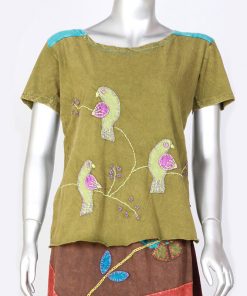 Birds Hand Embroidered Funky Half T-shirt