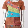 Maroon Tone Multi patched Boho Half T-shirt