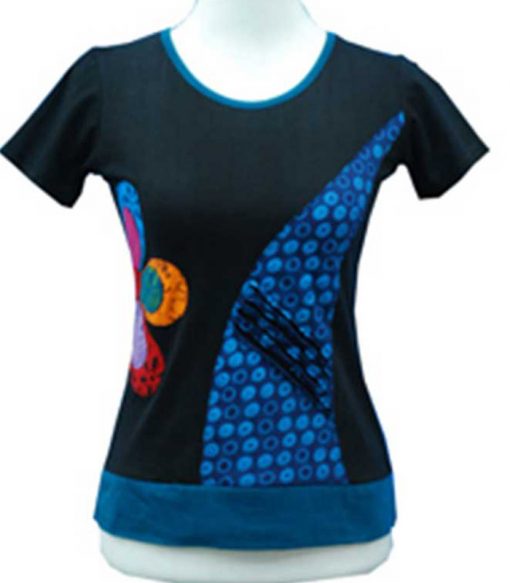 Boho Vintage Floral Embroidered Half T-shirt