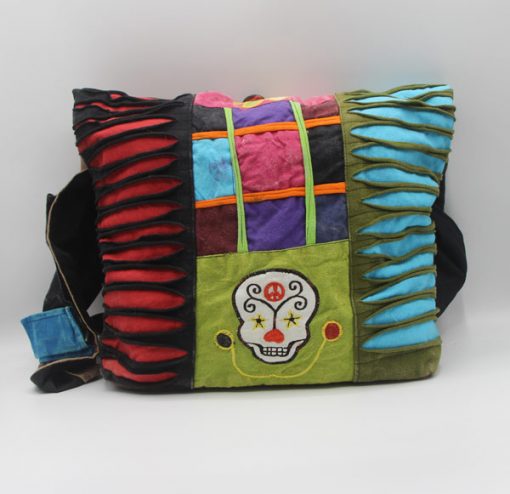Skull Embroidered Heavy Cotton Shoulder Bag