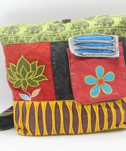Multicolor Flower Embroidered Cotton Shoulder Bag