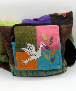 Colorful Patched Peacock Crushed Shoulder Bag