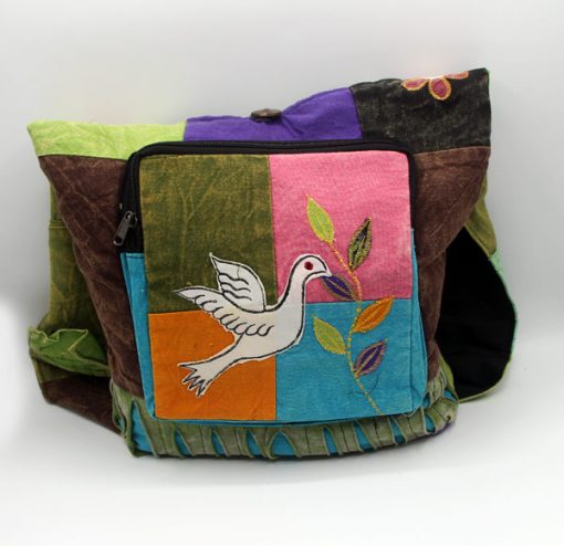 Colorful Patched Peacock Crushed Shoulder Bag