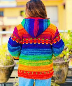 Handmade Rainbow Wool Hippie Jacket | 100% New Zealand Wool Boho Winter Wear – Wholesale