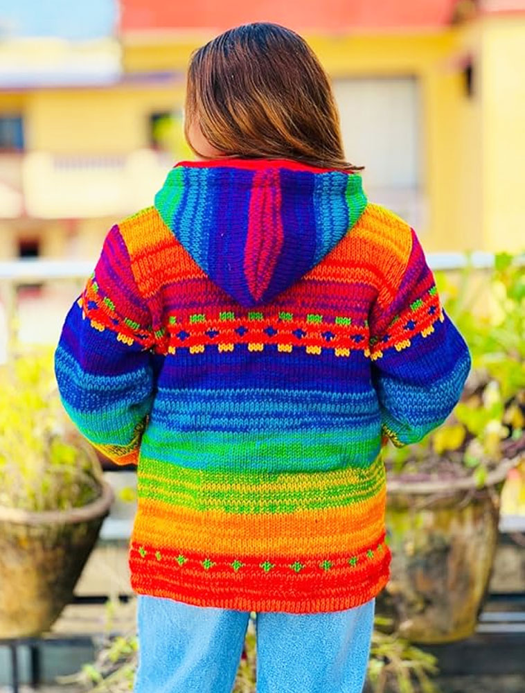 Handmade Rainbow Wool Hippie Jacket | 100% New Zealand Wool Boho Winter Wear – Wholesale Handmade Rainbow Wool Hippie Jacket | 100% New Zealand Wool Boho Winter Wear – Wholesale