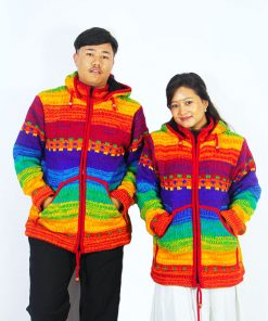 Handmade Rainbow Wool Hippie Jacket | 100% New Zealand Wool Boho Winter Wear – Wholesale