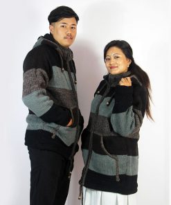 Unisex Himalayan Wool Hooded Jacket – Handmade Hippie Winter Sweater from Nepal