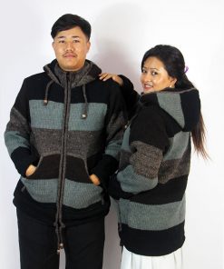 Unisex Himalayan Wool Hooded Jacket – Handmade Hippie Winter Sweater from Nepal