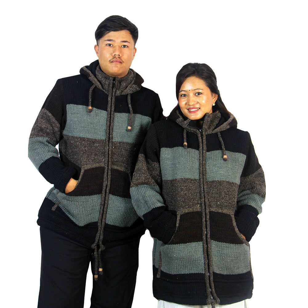Unisex Himalayan Wool Hooded Jacket – Handmade Hippie Winter Sweater from Nepal Unisex Himalayan Wool Hooded Jacket – Handmade Hippie Winter Sweater from Nepal