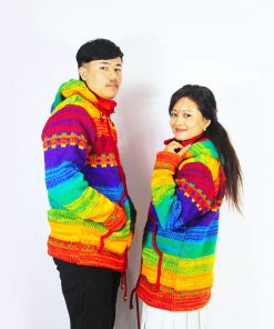 Handmade Rainbow Wool Hippie Jacket | 100% New Zealand Wool Boho Winter Wear – Wholesale