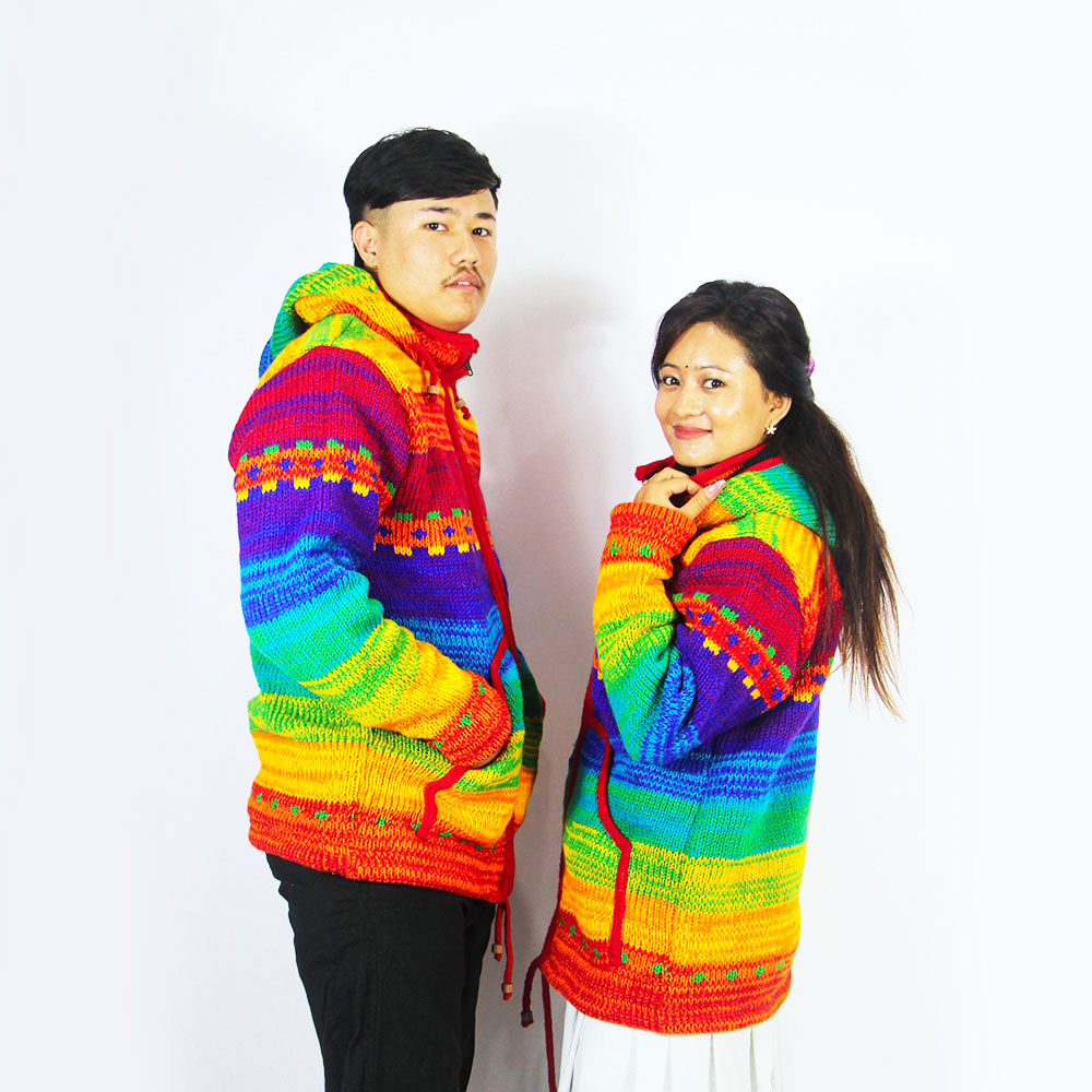 Handmade Rainbow Wool Hippie Jacket | 100% New Zealand Wool Boho Winter Wear – Wholesale Handmade Rainbow Wool Hippie Jacket | 100% New Zealand Wool Boho Winter Wear – Wholesale
