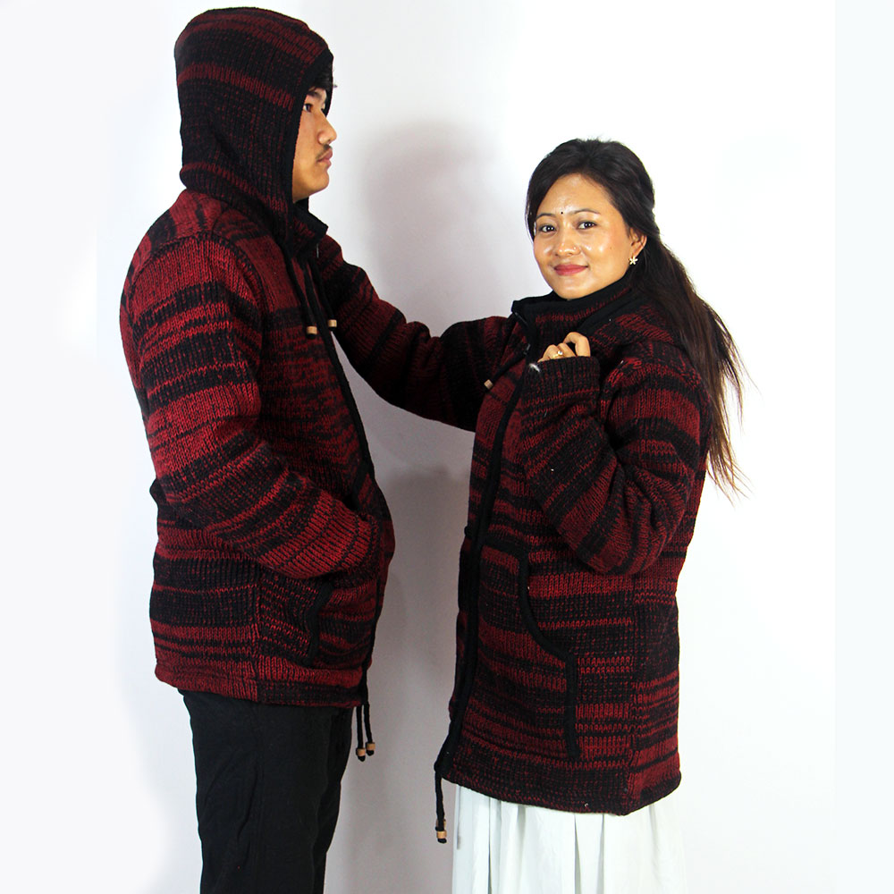 Fairtrade Unisex Wool Jacket – Handmade Striped Hippie Zip-Up Hoodie | Winter Sweater Fairtrade Unisex Wool Jacket – Handmade Striped Hippie Zip-Up Hoodie | Winter Sweater