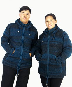 Handcrafted Wool Hooded Jacket – Striped Hippie Zip-Up | Unisex Winter Wear