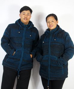 Handcrafted Wool Hooded Jacket – Striped Hippie Zip-Up | Unisex Winter Wear