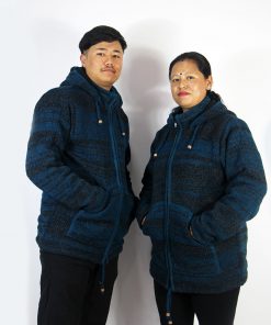 Handcrafted Wool Hooded Jacket – Striped Hippie Zip-Up | Unisex Winter Wear