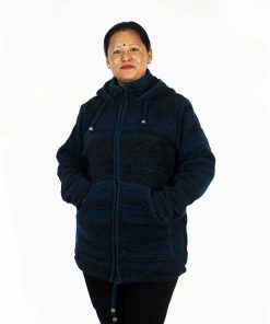 Handcrafted Wool Hooded Jacket – Striped Hippie Zip-Up | Unisex Winter Wear