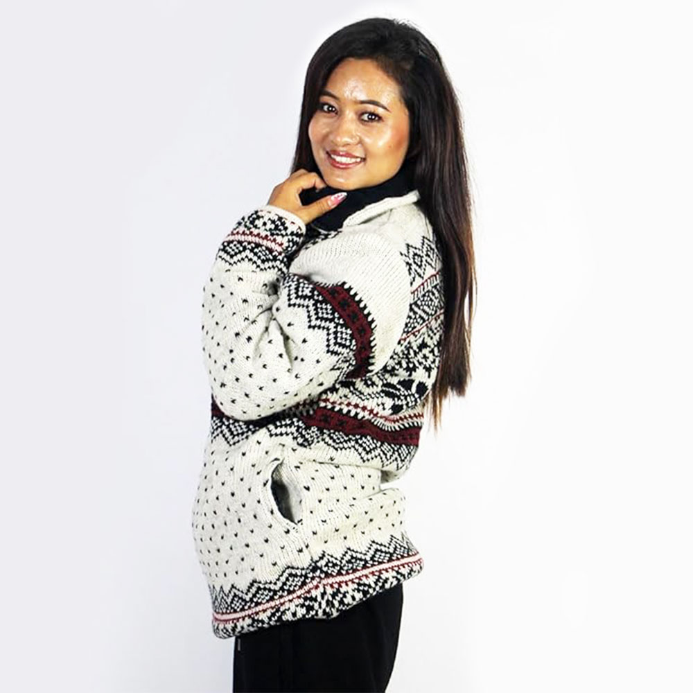 Handmade Himalayan Wool Hooded Jacket – Unisex Striped Hippie Winter Sweater from Nepal Handmade Himalayan Wool Hooded Jacket – Unisex Striped Hippie Winter Sweater from Nepal