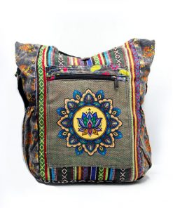 Gheri Shoulder Bag with Lotus Flower Print – Handmade Boho Festival Bag