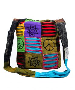 Wholesale Hippie Shoulder Bag – Peace Sign Patchwork Razor Cut Design