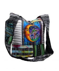 Handmade Mushroom Embroidery Jogi Bag – Razor Cut Patchwork Hippie Sling Bag from Nepal