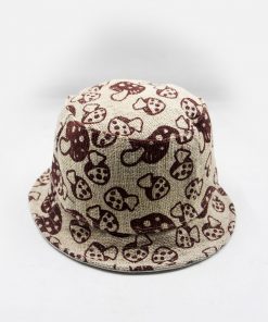 Mushroom Print Hemp Hat – Handmade Boho Festival Wear