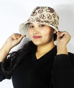 Mushroom Print Hemp Hat – Handmade Boho Festival Wear