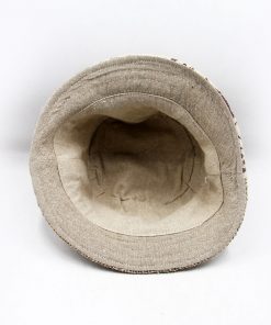 Mushroom Print & Patchwork Hemp Hat – Handmade Boho Festival Wear