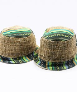 Hippie Gheri Patchwork Hemp Summer Hat – Handmade Boho Festival Style