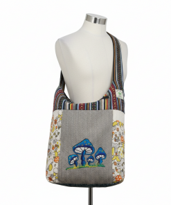 Handmade Mushroom Embroidery Jogi Bag – Handmade in Nepal | Wholesale Boho Hippie Bag