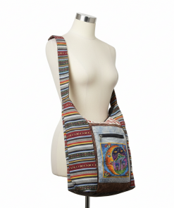 Festival-Ready Moon & Mushroom Embroidered Gheri Shoulder Bag – Boho Hippie Chic