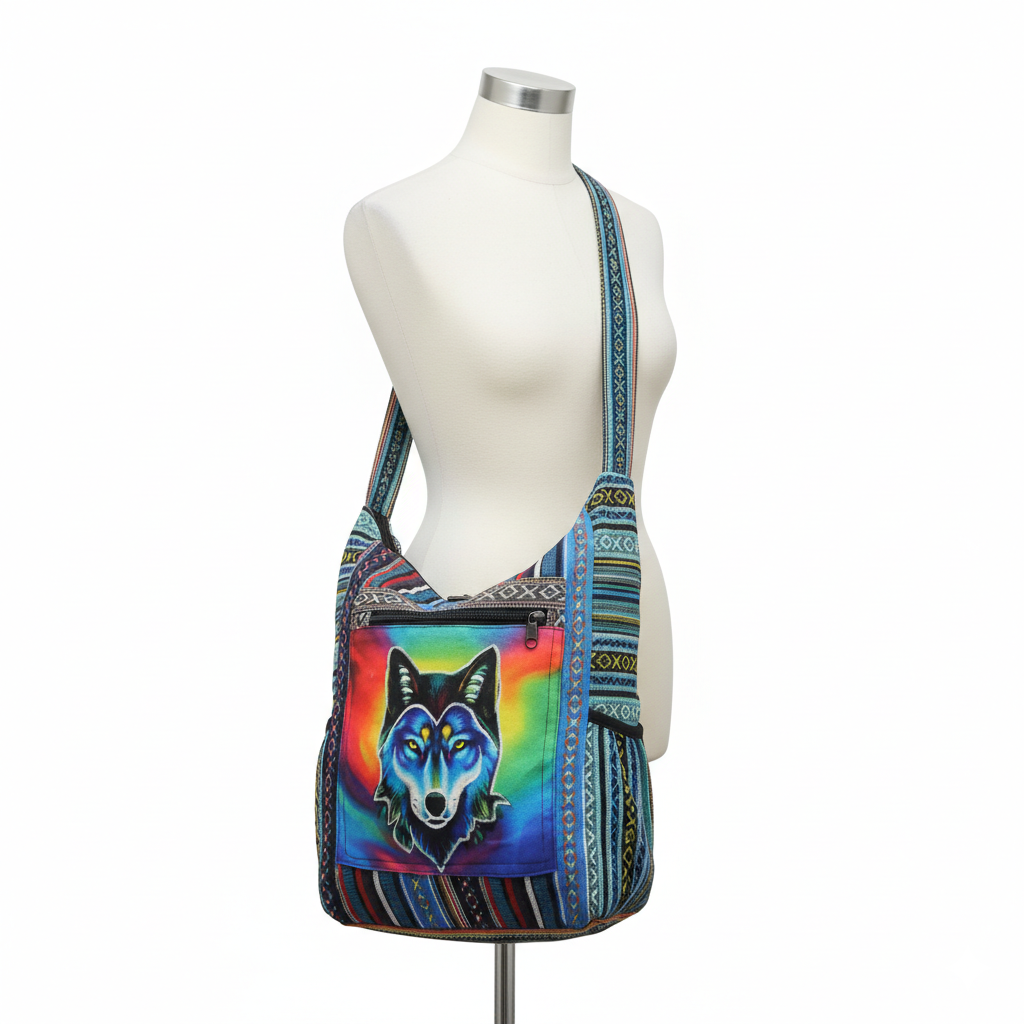 Handmade Ethnic Wolf Print Colorful Shoulder Bag – Hippie Gheri Festival | Wholesale Handmade Ethnic Wolf Print Colorful Shoulder Bag – Hippie Gheri Festival | Wholesale