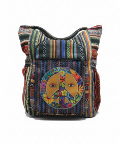 Hippie Handmade Peace Logo Shoulder Bag – Ethnic Gheri Cotton Purse | Wholesale