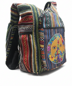 Hippie Handmade Peace Logo Shoulder Bag – Ethnic Gheri Cotton Purse | Wholesale